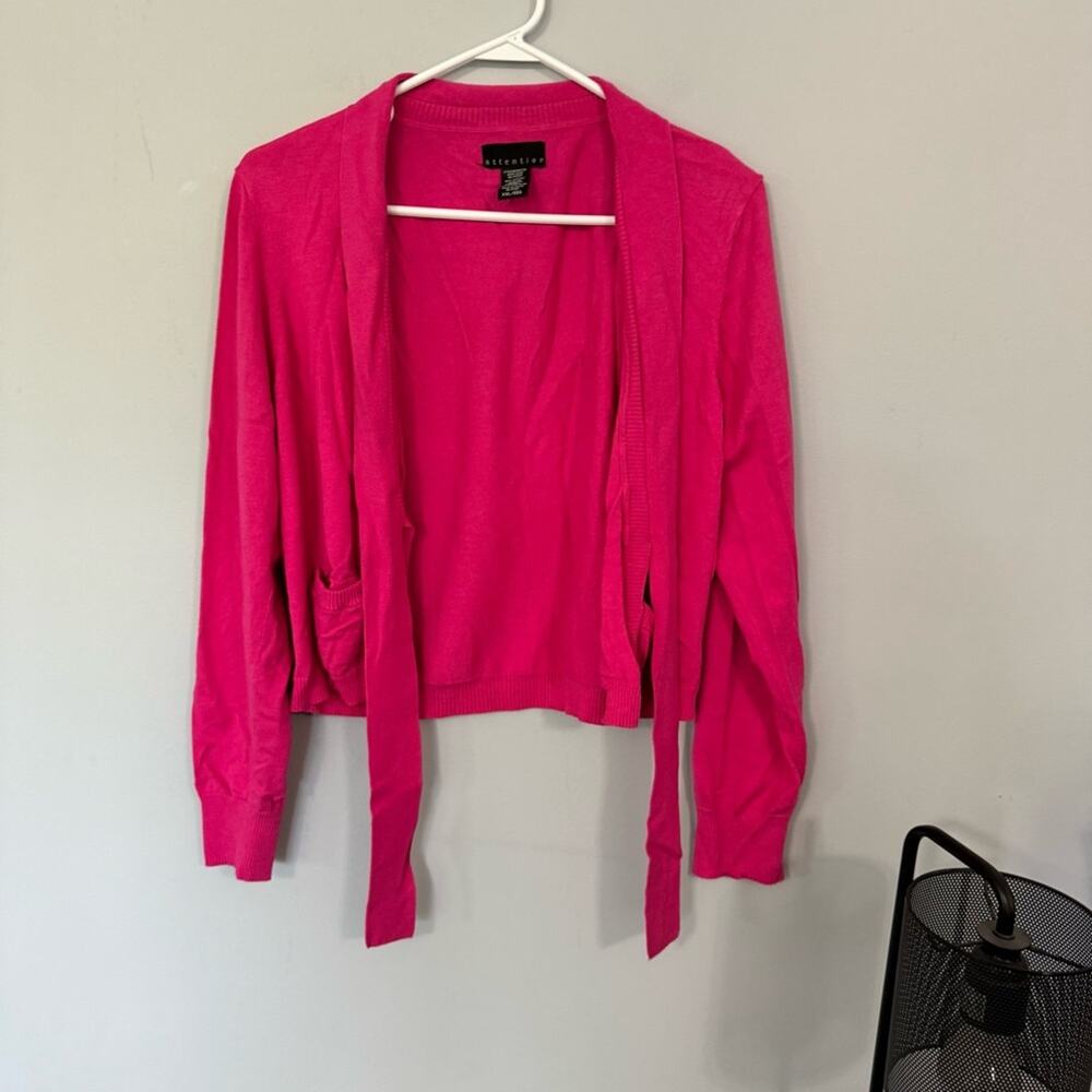 NEW Attention Pink 3 Button Cropped Cardigan Sweater Plus Size XXL Cotton Blend